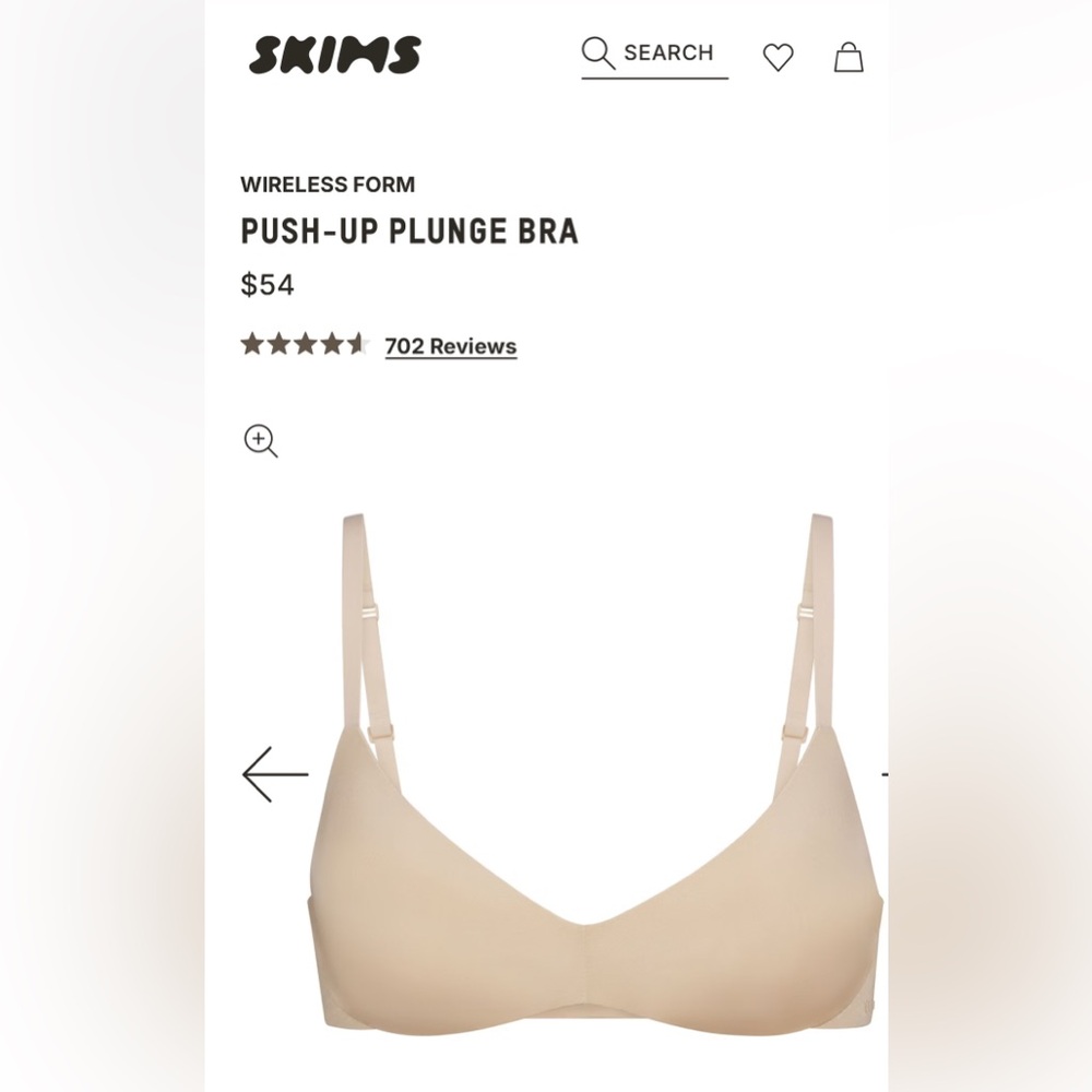 SKIMS Cream Plunge Bra with Adjustable Straps